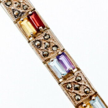 925 Sterling Silver Multi Gemstones Bracelet