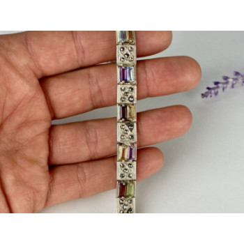 925 STERLING SILVER MULTI GEMSTONES BRACELET