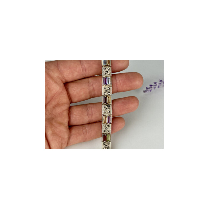 925 STERLING SILVER MULTI GEMSTONES BRACELET