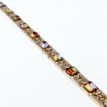925 Sterling Silver Multi Gemstones Bracelet