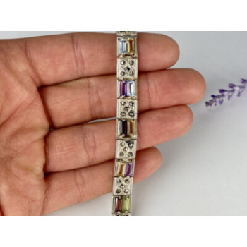 925 STERLING SILVER MULTI GEMSTONES BRACELET