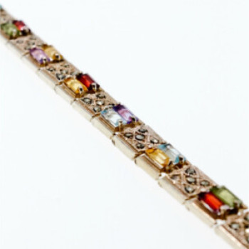 925 Sterling Silver Multi Gemstones Bracelet