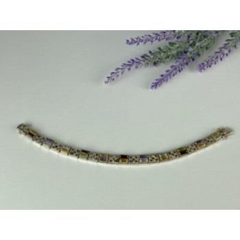 925 STERLING SILVER MULTI GEMSTONES BRACELET