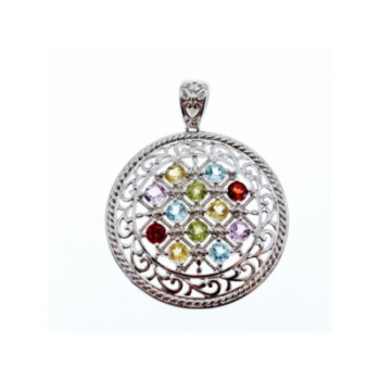 925 STERLING SILVER MULTI GEMSTONES PENDANT