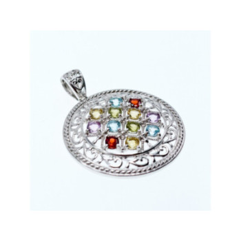 925 STERLING SILVER MULTI GEMSTONES PENDANT