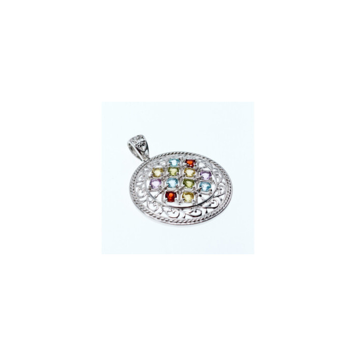 925 STERLING SILVER MULTI GEMSTONES PENDANT