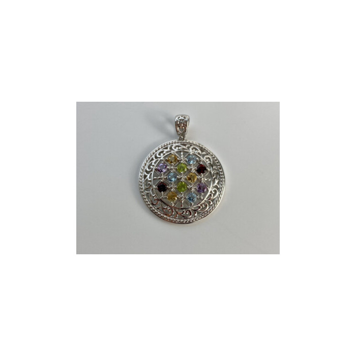 925 STERLING SILVER MULTI GEMSTONES PENDANT