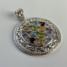925 Sterling Silver Multi Gemstones Pendant