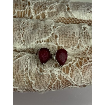 925 Sterling Silver Ruby Earrings Length 0.37 Inch