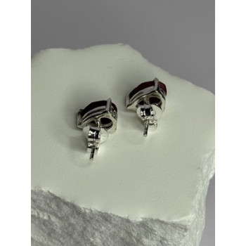 925 Sterling Silver Ruby Earrings Length 0.37 Inch