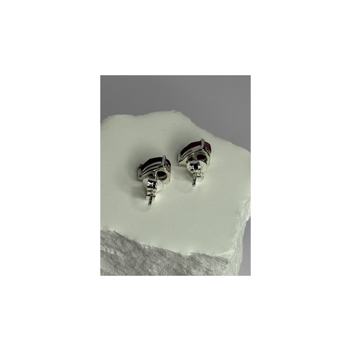 925 Sterling Silver Ruby Earrings Length 0.37 Inch