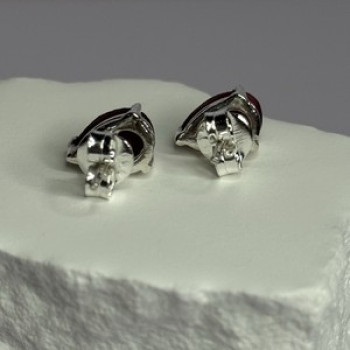 925 Sterling Silver Ruby Earrings Length 0.37 Inch