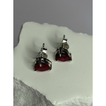 925 Sterling Silver Ruby Earrings Length 0.37 Inch