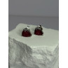 925 Sterling Silver Ruby Earrings Length 0.37 Inch