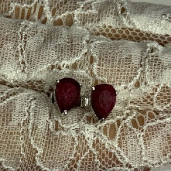 925 Sterling Silver Ruby Earrings Length 0.37 Inch