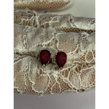 925 Sterling Silver Ruby Earrings Length 0.37 Inch