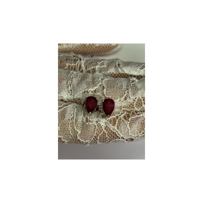 925 Sterling Silver Ruby Earrings Length 0.37 Inch