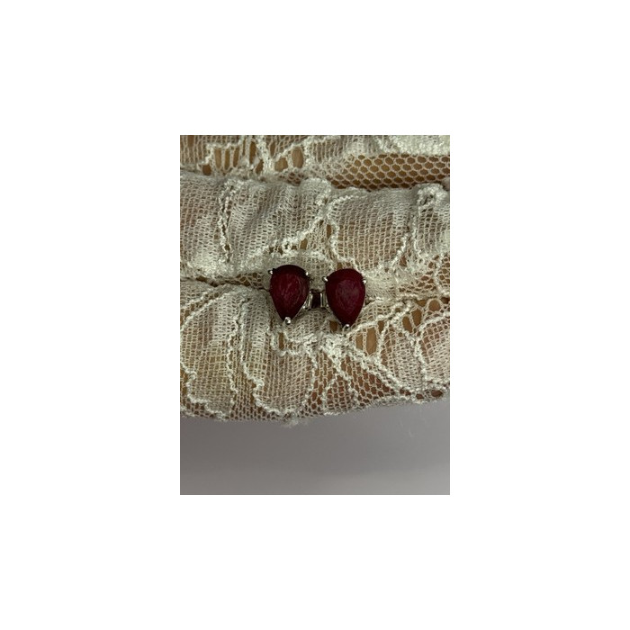925 Sterling Silver Ruby Earrings Length 0.37 Inch