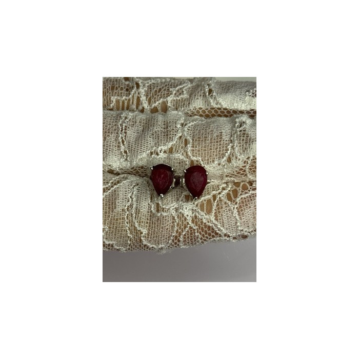 925 Sterling Silver Ruby Earrings Length 0.37 Inch