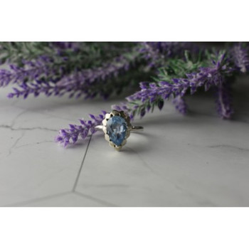 Vintage 925 Sterling Silver Topaz Ring Size 8.5