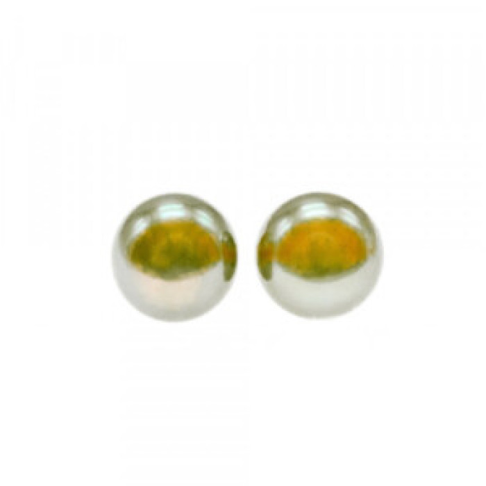 925 Sterling Silver Green Pearls Stud Earrings