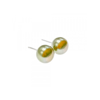 925 Sterling Silver Green Pearls Stud Earrings