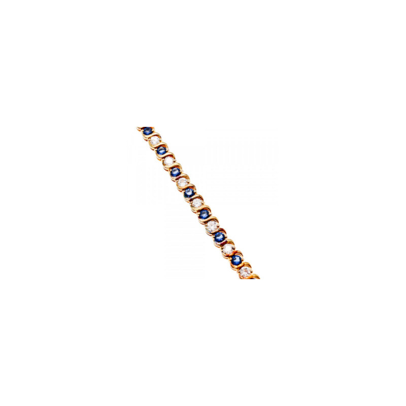 925 Sterling Silver Gold Plated Blue & White CZ Bracelet