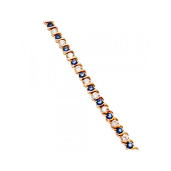 925 Sterling Silver Gold Plated Blue & White CZ Bracelet