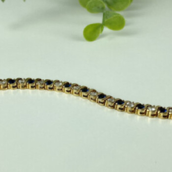 925 Sterling Silver Gold Plated Blue & White CZ Bracelet