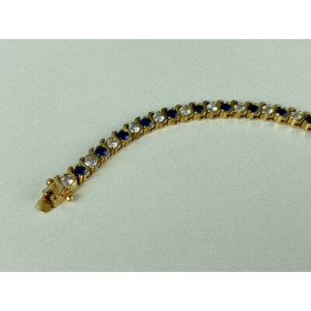 925 Sterling Silver Gold Plated Blue & White CZ Bracelet