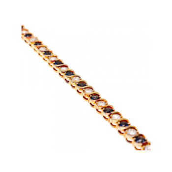 925 Sterling Silver Gold Plated Blue & White CZ Bracelet