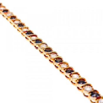 925 Sterling Silver Gold Plated Blue & White CZ Bracelet