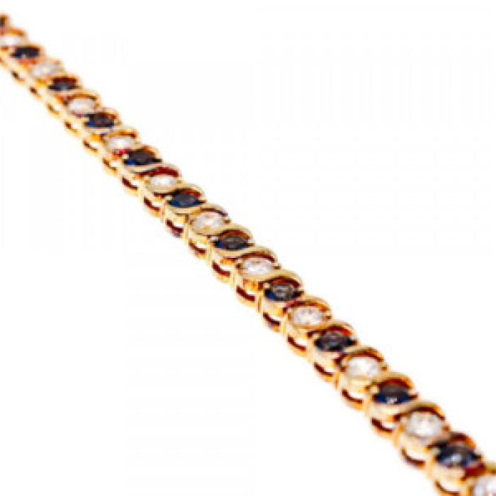 925 Sterling Silver Gold Plated Blue & White CZ Bracelet