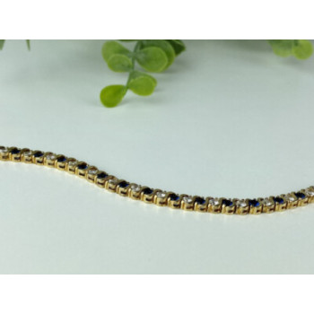 925 Sterling Silver Gold Plated Blue & White CZ Bracelet