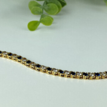 925 Sterling Silver Gold Plated Blue & White CZ Bracelet