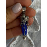 925 Sterling Silver Blue Quartz Ornament Pendant Length 2 Inch