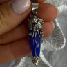 925 Sterling Silver Blue Quartz Ornament Pendant Length 2 Inch