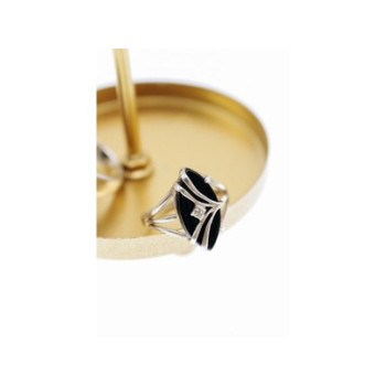 925 Sterling Silver Black Nephrite ( Jade ) & Diamond Ring Size 8.5