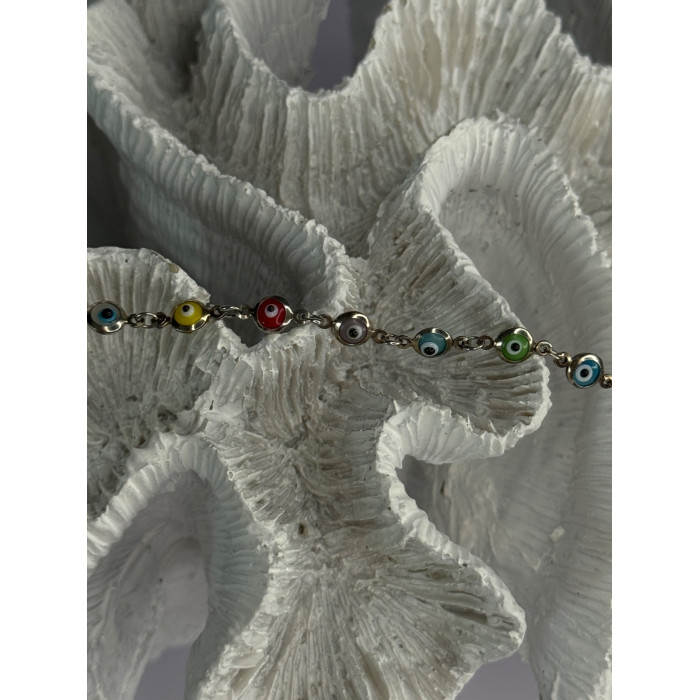 925 Sterling Silver Evil Eye Bracelet Multi Color Length 7.5
