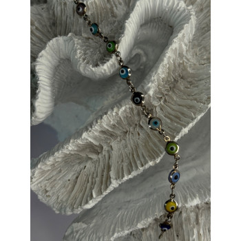925 Sterling Silver Evil Eye Bracelet Multi Color Length 7.5