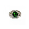 925 Sterling Silver Emerald & White Quartz Ring Size 5.5