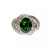 925 Sterling Silver Emerald & White Quartz Ring Size 5.5