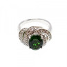 925 Sterling Silver Emerald & White Quartz Ring Size 5.5