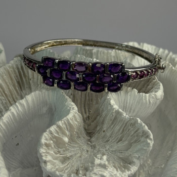 925 Sterling Silver Purple & Pink Tourmaline Bracelet Length Approx 6.5