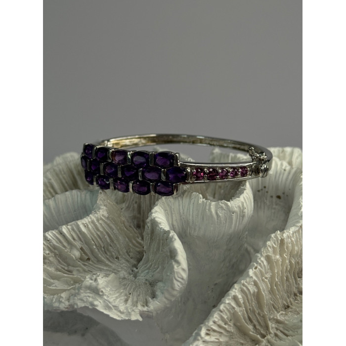 925 Sterling Silver Purple & Pink Tourmaline Bracelet Length Approx 6.5