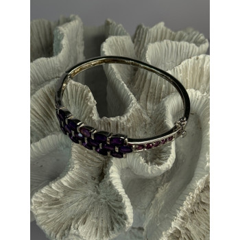 925 Sterling Silver Purple & Pink Tourmaline Bracelet Length Approx 6.5