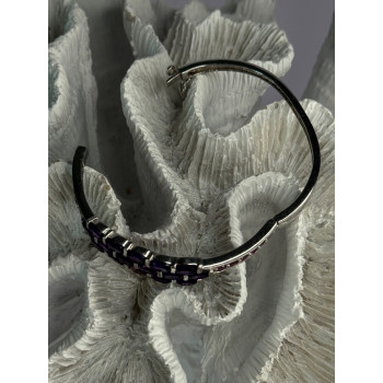 925 Sterling Silver Purple & Pink Tourmaline Bracelet Length Approx 6.5