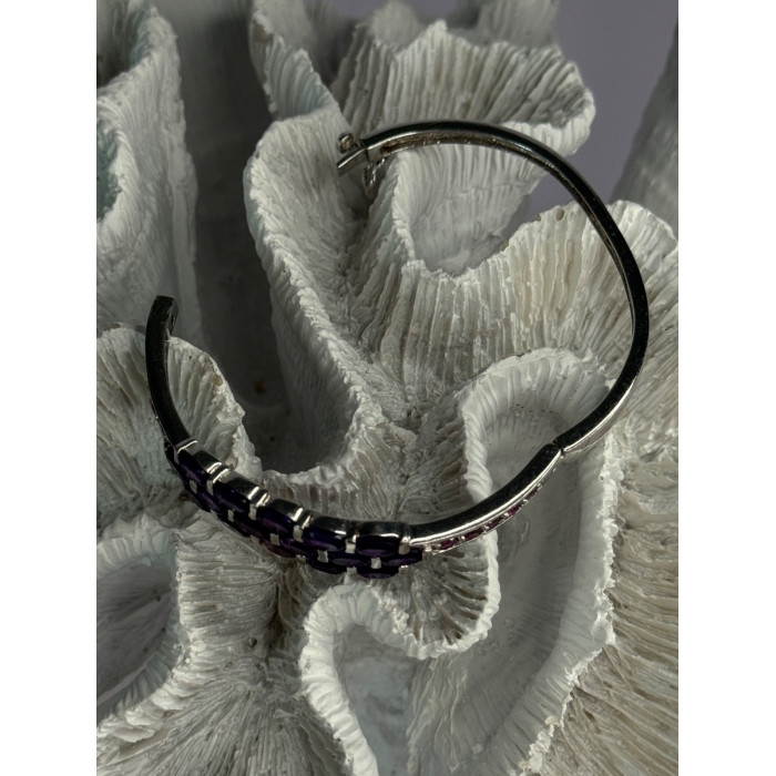 925 Sterling Silver Purple & Pink Tourmaline Bracelet Length Approx 6.5