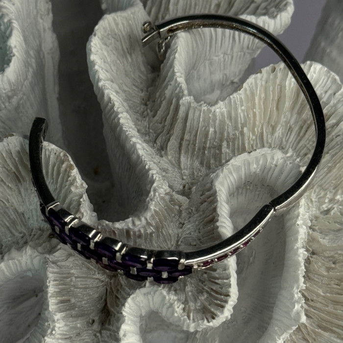 925 Sterling Silver Purple & Pink Tourmaline Bracelet Length Approx 6.5