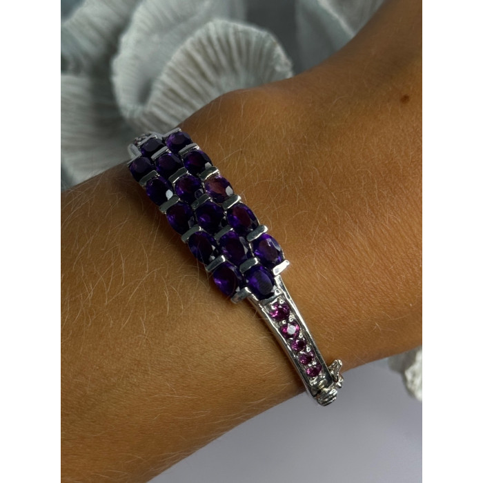 925 Sterling Silver Purple & Pink Tourmaline Bracelet Length Approx 6.5